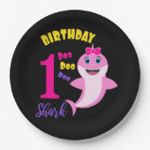 Assiettes En Carton Requin mignon 1er anniversaire  (Devant)