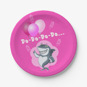 Assiettes En Carton Requin rose mignon   Ballons roses Anniversaire