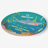 Assiettes En Carton Requin souriant sous la mer garçon fête d'annivers (Angle)