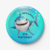 Assiettes En Carton Requin sous la mer fête d'anniversaire (Devant)