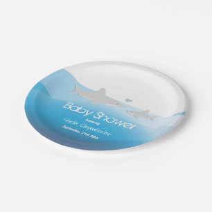 Assiettes En Carton Requins mignons et océan   Plaque de papier Baby s