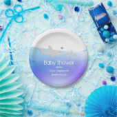 Assiettes En Carton Requins mignons Océan violet | Plaques de Baby sho (Fête)