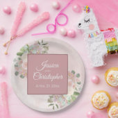Assiettes En Carton Ressort Floral Dusty Rose Boho Mariage d'aquarelle (Fête)