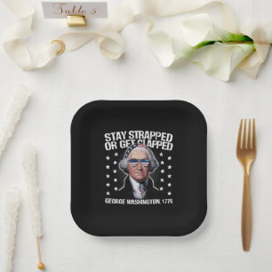 Assiettes En Carton Restez armés ou prenez une raclée George Washingto