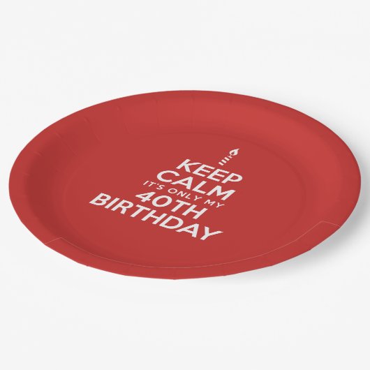 Assiettes En Carton Restez calme seulement 40e Plaques papier d'annive (Angle)