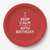Assiettes En Carton Restez calme seulement 40e Plaques papier d'annive (Devant)