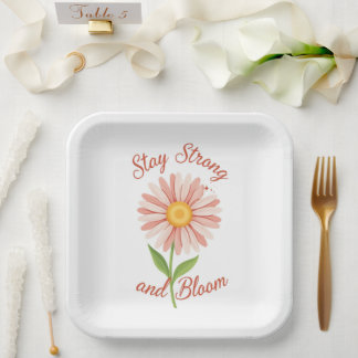 Assiettes En Carton Restez Fort et Fleurissez Jolie Fleur de Pâquerett