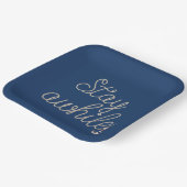 Assiettes En Carton Restez sur la corde nautique en bleu (Angulaire)