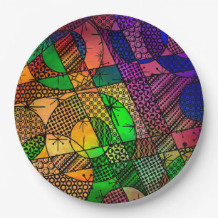 Assiettes En Carton Résumé coloré avec des textures et des motifs