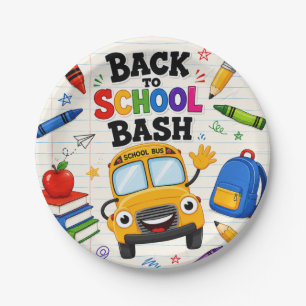 Assiettes En Carton Retour à l'école Bash Bus et Livres