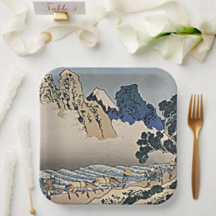 Assiettes En Carton Retour de la montagne Fuji de la rivière Minobu Ho