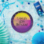 Assiettes En Carton Retour rétroactif à la fête du Soleil jaune violet (Fête)