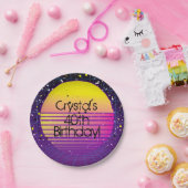 Assiettes En Carton Retour rétroactif à la fête du Soleil jaune violet (Fête)