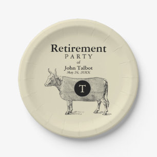 Assiettes En Carton Retraite à blanc VINTAGE P Monogramme de la plaqu