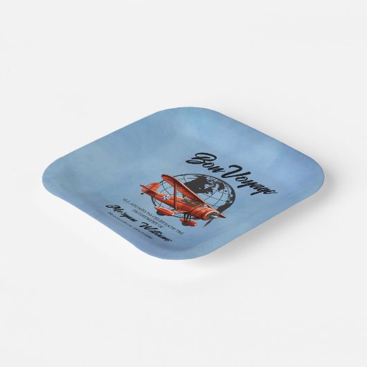 Assiettes En Carton Retraite Bon Voyage Voyage Globe Plane (Angulaire)