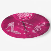 Assiettes En Carton Retraite de boule et de talons de disco de roses (Angle)