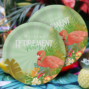 Assiettes En Carton Retraite de flamant rose vert