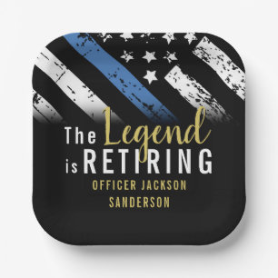 Assiettes En Carton Retraite de la police Ligne Bleue Mince Applicatio