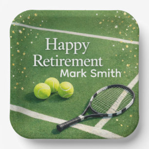 Assiettes En Carton Retraite de tennis avec raquette de tennis et ball