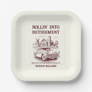 Assiettes En Carton Retraite des hommes Vintage voiture de grange Roll