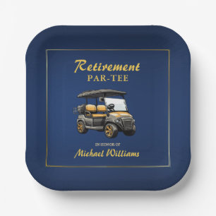Assiettes En Carton Retraite Elégant thème de golf Panier Bleu Or