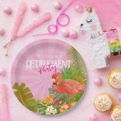 Assiettes En Carton Retraite flamant rose  (Fête)