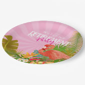Assiettes En Carton Retraite Flamant rose rose (Angle)