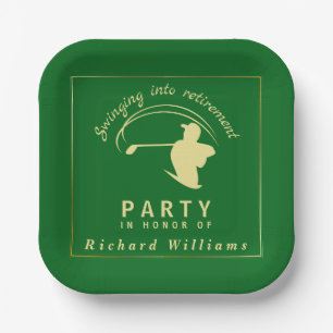 Assiettes En Carton Retraite Golf Party Classic Green Golden Player