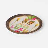 Assiettes En Carton Retraite Luau - Plaque papier - Texte orange (Angle)