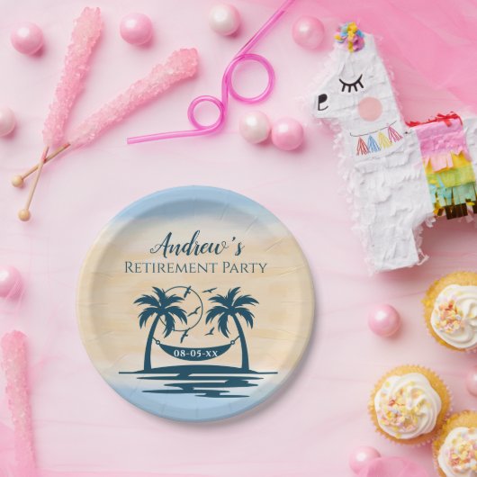 Assiettes En Carton Retraite Party Beach Palm Trees (Fête)