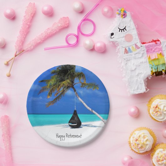 Assiettes En Carton Retraite/Plage et Palm Tree (Fête)