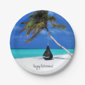 Assiettes En Carton Retraite/Plage et Palm Tree (Devant)