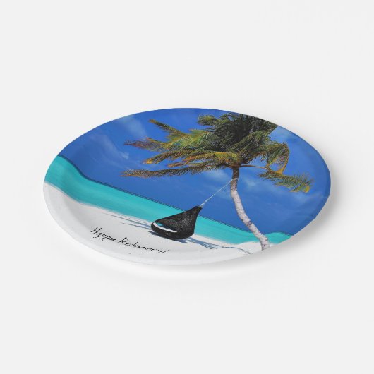 Assiettes En Carton Retraite/Plage et Palm Tree (Angle)