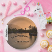 Assiettes En Carton Retraite Sunset Beach Boarding Pass Destination (Fête)