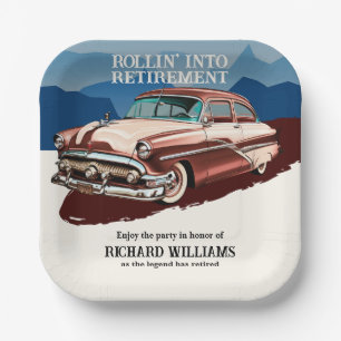 Assiettes En Carton Retraite Voyage Retro classique thème de voiture