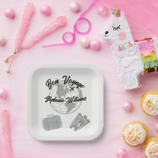 Assiettes En Carton Retraite Voyage Thème Partie Bon Voyage Globe (Fête)