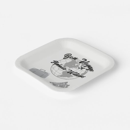 Assiettes En Carton Retraite Voyage Thème Partie Bon Voyage Globe (Angulaire)