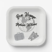 Assiettes En Carton Retraite Voyage Thème Partie Bon Voyage Globe (Recto)