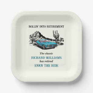 Assiettes En Carton Retraite Voyage Vintage Car Desert Party