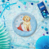 Assiettes En Carton Retriers d'or de Noël (Fête)