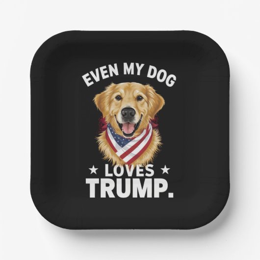 Assiettes En Carton Retriever Même Mon Chien Aime Trump USA Drapeau (Recto)