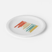 Assiettes En Carton Retro 1970's Style Houston Texas Skyline (Angle)