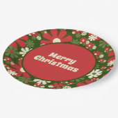 Assiettes En Carton Retro 60s les années 70 Floral Joyeux Noël (Angle)