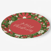 Assiettes En Carton Retro 60s les années 70 Floral Joyeux Noël Script (Angle)