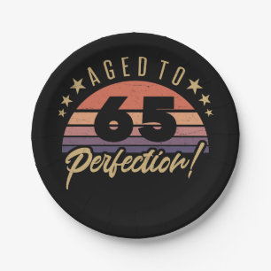 Assiettes En Carton Retro 65e Humour d'anniversaire