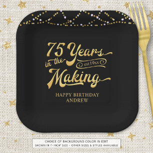 Assiettes En Carton Rétro 75e anniversaire 75 ans dans les lumières
