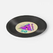 Assiettes En Carton Retro 80s Thématique 50e Anniversaire Faux Record (Angle)