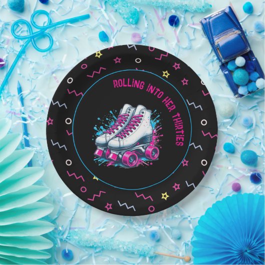 Assiettes En Carton Retro 90s Roller Skating Party (Fête)