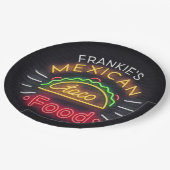 Assiettes En Carton Rétro ADD NAME Faux Neon Mexican Food Taco Diner (Angle)