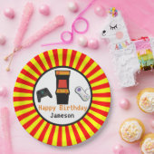 Assiettes En Carton Rétro anniversaire de console de jeu vidéo (Fête)
